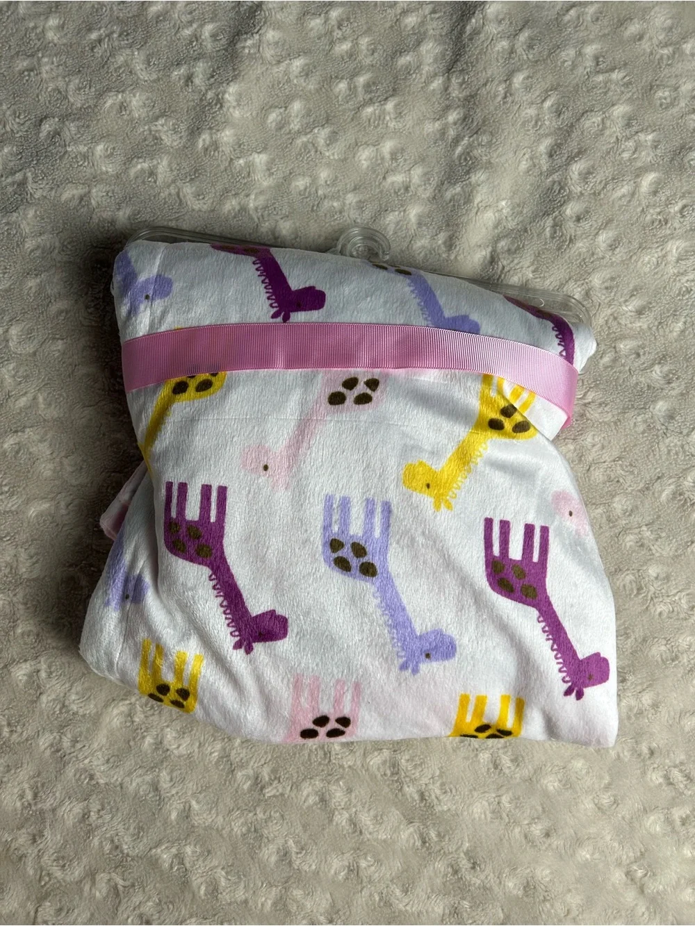 HB Hudson Baby Pink Purple Giraffe Blanket Yellow Brown Spots Minky Dot Lovey